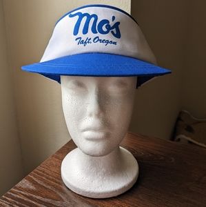 Vintage Mo's Chowder Oregon Coast Blue White Sun Visor Hat
